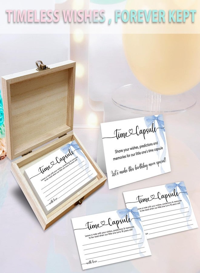 Crocothemis Time Capsule Box 1st Birthday, Baby Time Capsule Box for First Birthday Party Games, Set of 50 Wishes Card Gifts Keepaske Decorations for Baby(Blue Bow) -A04 - Image 3